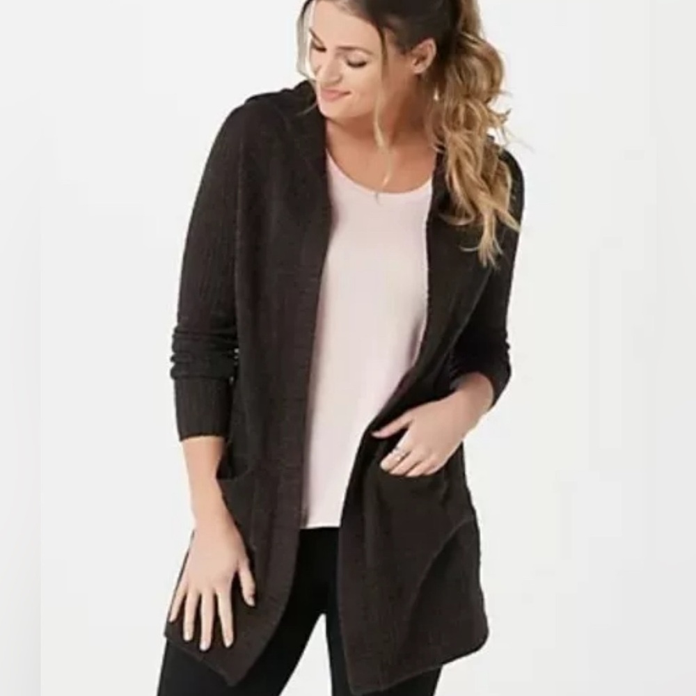 Barefoot Dreams NWT Cozychic dark brown cardigan, XS